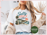 Women’s Malibu Graphic T-Shirt – Salty State of Mind Beach White Tee