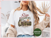 Women’s Napa Valley Graphic T-Shirt – Sip Happens Wine Country White Tee