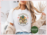 Women’s California Graphic T-Shirt – Tropical Pineapple Skeleton White Tee