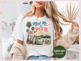 Women’s Santa Monica Graphic T-Shirt – California Pier Vintage White Tee