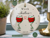 Personalized Work Bestie Coworker Wine Ornament Custom Co-Worker Christmas Ornament for Work Bestie Best Friend Ornament Work Bestie