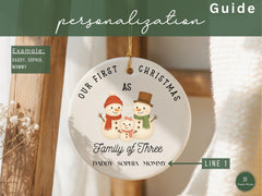 Family of Three Ornament Family of 3 Christmas Ornament Personalized Family of 3 Ornament First Christmas as a Family of Three Keepsake Gift