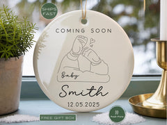 Birth Announcement Ornament Personalized Baby Name Arriving Ornament Boho Baby Coming Soon Ornament Pregnancy Reveal Ornament Baby Reveal