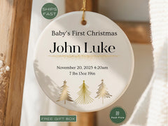 Personalized Baby's First Christmas Ornament - Personalized Baby Stats First Christmas Ornament - Custom Baby Ceramic Keepsake