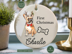 French Bulldog Christmas Ornament Custom Frenchie Ornament Christmas Pet Dog Ornament for French Bulldog Fur Mom Dog Lover Ornament