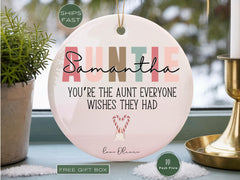 Custom Auntie Ornament, Personalized Auntie Ornament Announcement Gift for New Auntie to Be Christmas Ornament Auntie Keepsake Auntie Est