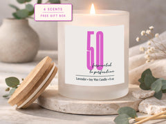 50 Fermented to Perfection Funny Soy Candle: 50th Birthday Gift for Friend (8 oz)