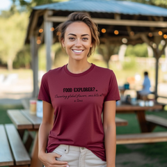 Food explorer? or Savoring global flavors, one bite at a time T-shirt.