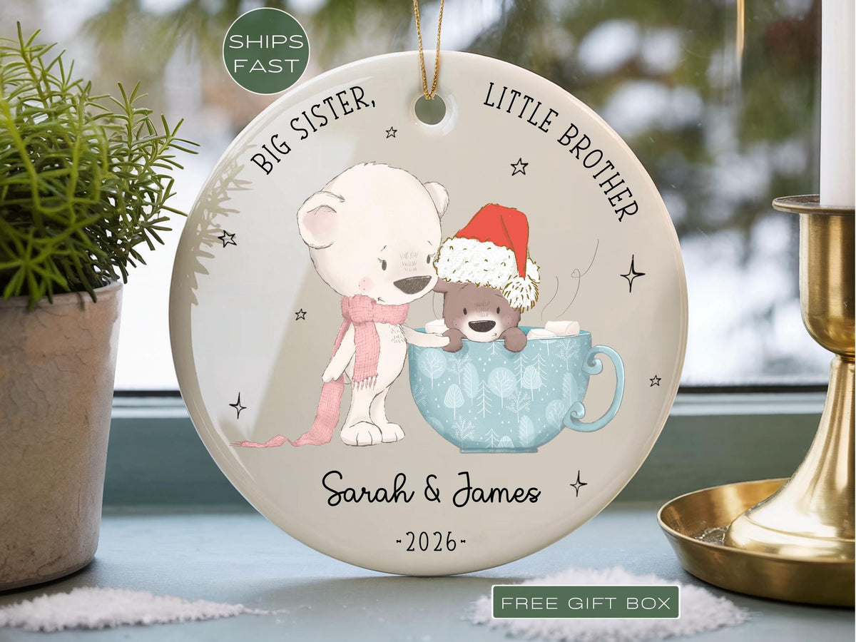 Big Sister Ornament | Personalized Big Sister Christmas Ornament | Promoted to Big Sister Gift | New Baby Announcement Keepsake