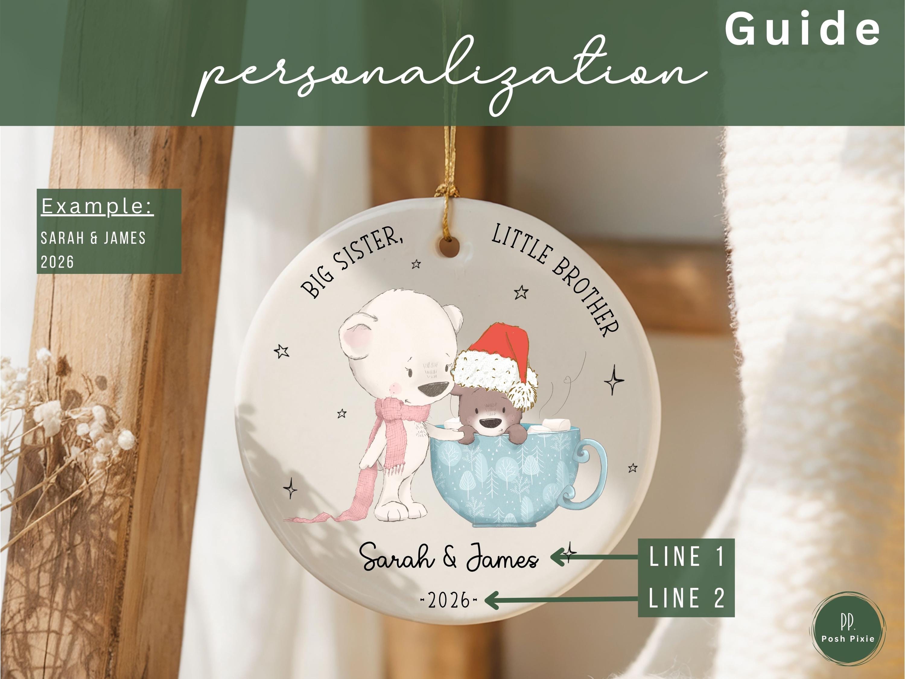 Big Sister Ornament | Personalized Big Sister Christmas Ornament | Promoted to Big Sister Gift | New Baby Announcement Keepsake
