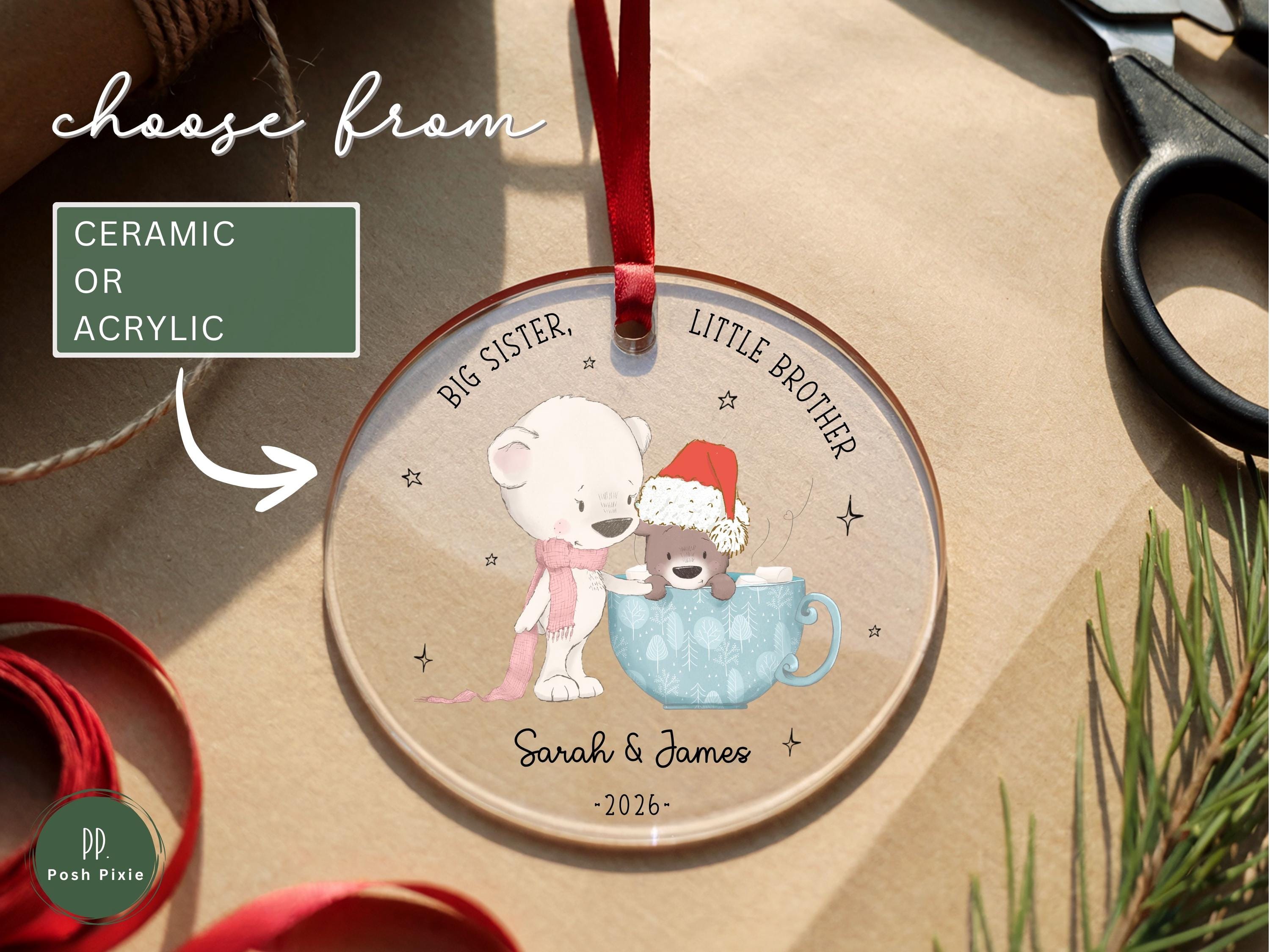 Big Sister Ornament | Personalized Big Sister Christmas Ornament | Promoted to Big Sister Gift | New Baby Announcement Keepsake