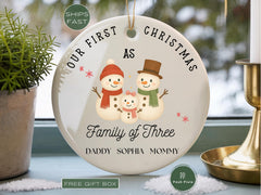 Family of Three Ornament Family of 3 Christmas Ornament Personalized Family of 3 Ornament First Christmas as a Family of Three Keepsake Gift