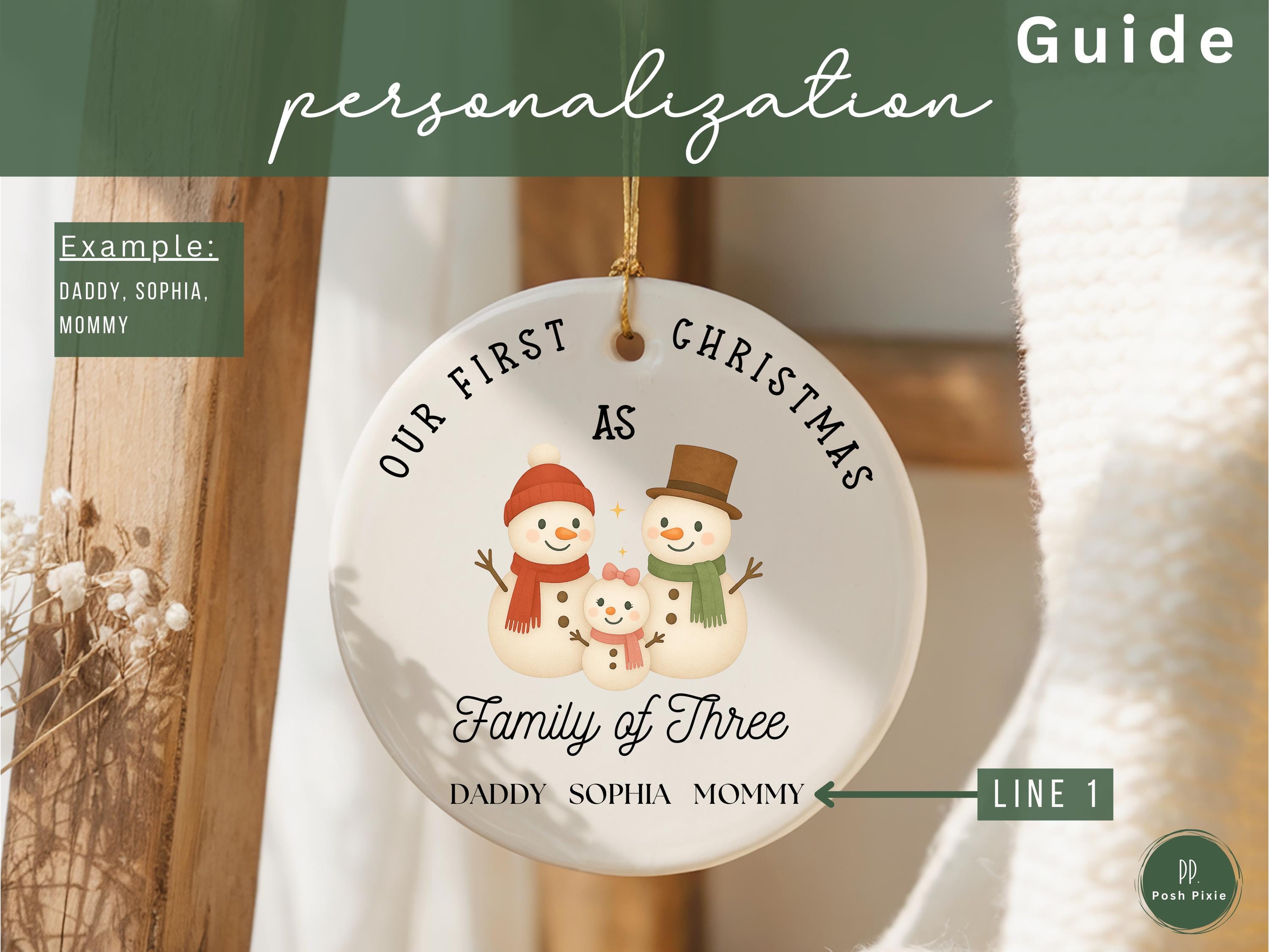 Family of Three Ornament Family of 3 Christmas Ornament Personalized Family of 3 Ornament First Christmas as a Family of Three Keepsake Gift