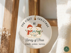 Family of Three Ornament Family of 3 Christmas Ornament Personalized Family of 3 Ornament First Christmas as a Family of Three Keepsake Gift