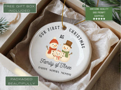 Family of Three Ornament Family of 3 Christmas Ornament Personalized Family of 3 Ornament First Christmas as a Family of Three Keepsake Gift