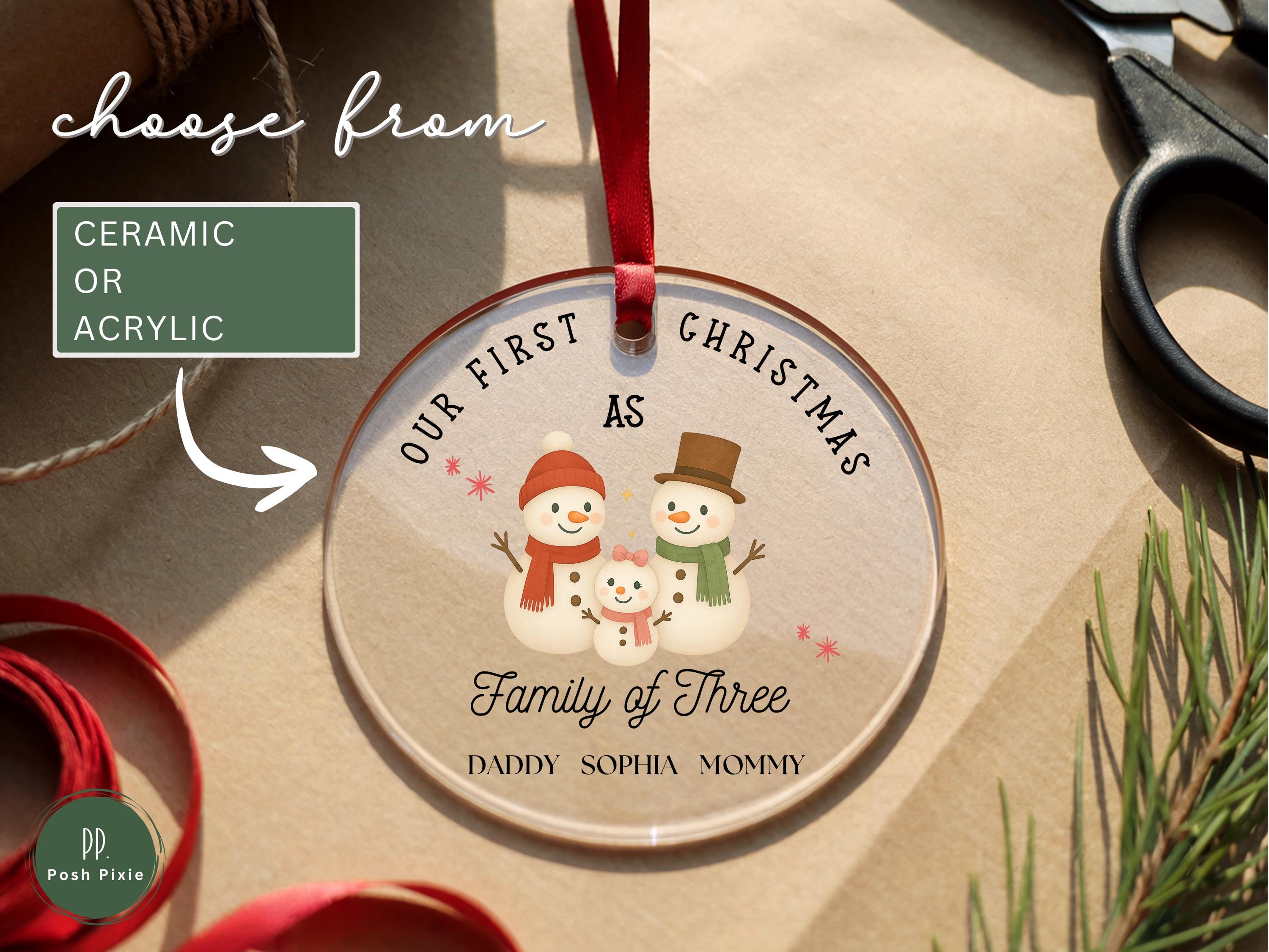 Family of Three Ornament Family of 3 Christmas Ornament Personalized Family of 3 Ornament First Christmas as a Family of Three Keepsake Gift