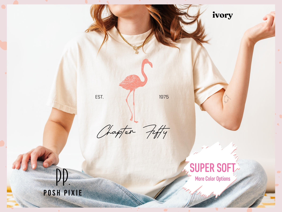 Flamingo 50th Birthday Shirt: Retro Graphic Tee for Women