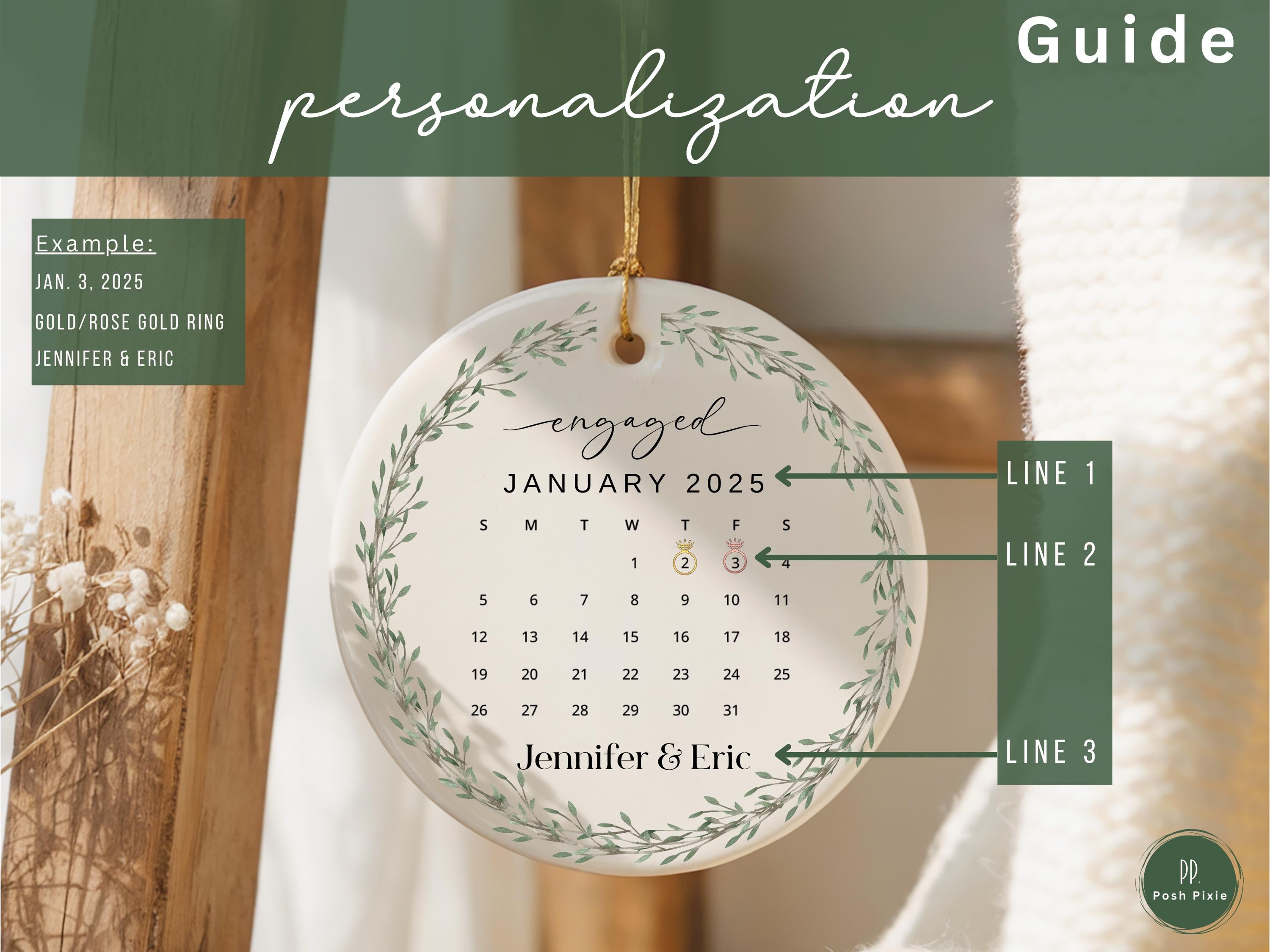 Personalized Engagement Christmas Ornament: Photo Keepsake Gift