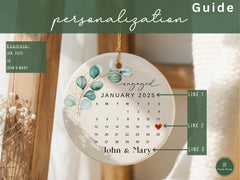 Personalized Engagement Christmas Calendar Ornament: Photo Keepsake Gift