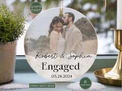 Personalized Engagement Photo Ornament: First Christmas Keepsake