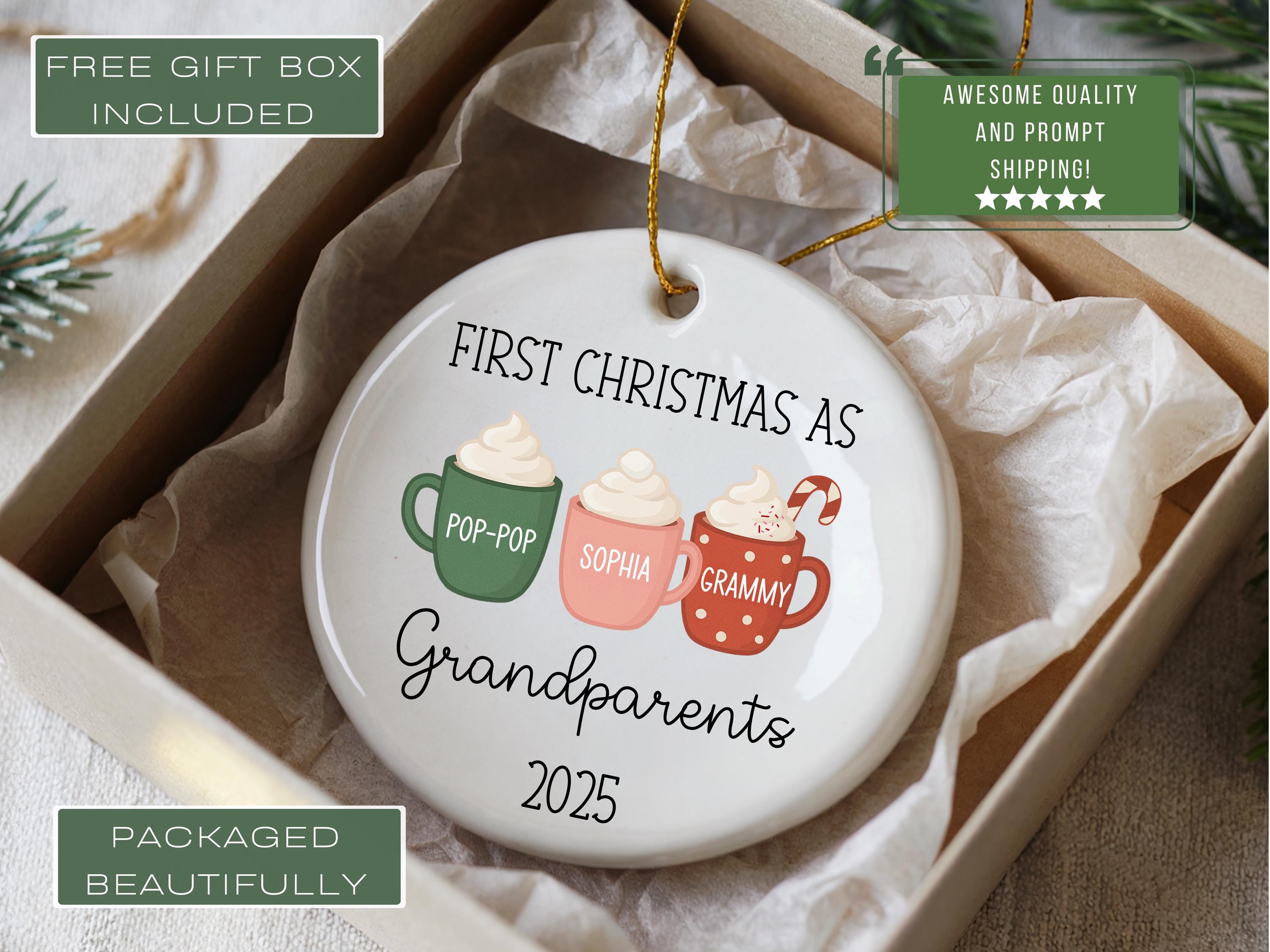 New Grandparents Ornament, Personalized Grandparents Christmas Ornament for New Grandparents First Christmas as Grandparents Keepsake Gift