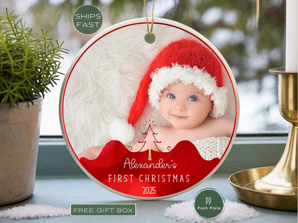 Personalized Babys First Christmas Ornament, Baby's First Christmas Ornament Gift for New Born Baby First Xmas Gift for Baby First Christmas