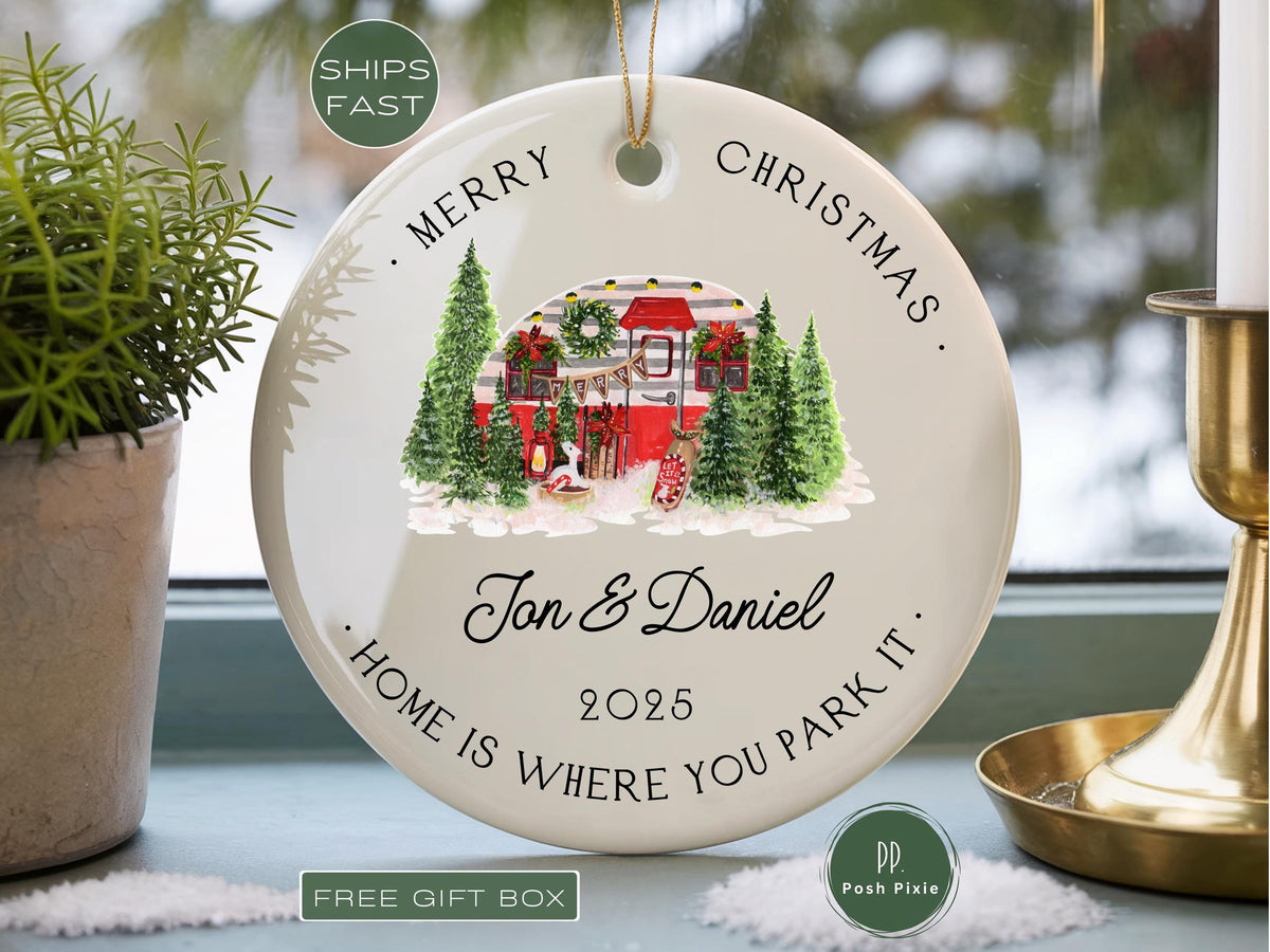 Personalized Family Ornament 2025: Camping Camper Christmas Keepsake, Custom Camping Ornament, Happy Camper Ornament, Camper Ornament