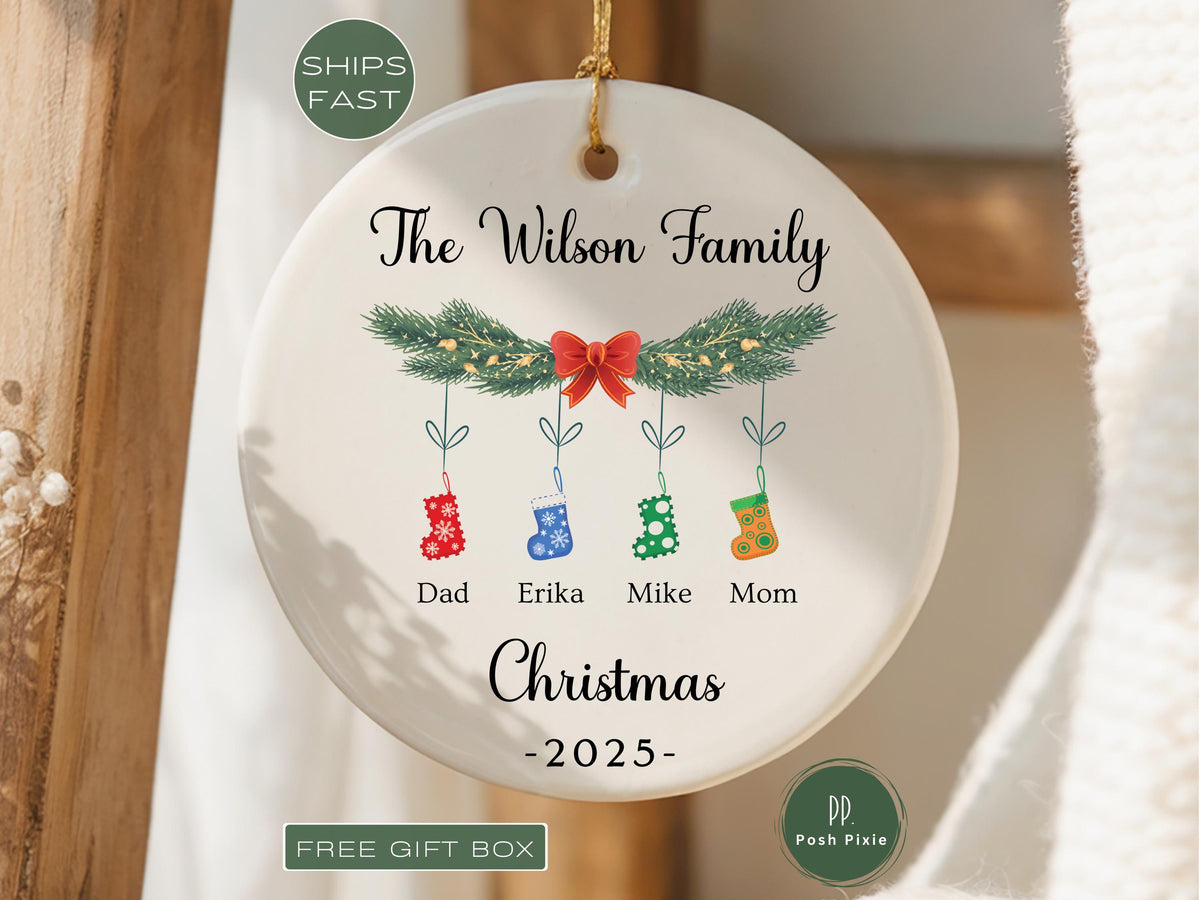 Personalized Family of 6 Ornament | Family Christmas Ornament with Names | Custom Family Keepsake Gift | Christmas Ornament for Family