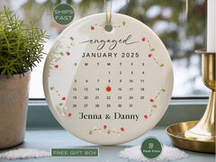 Engagement Christmas Ornament Personalized Engaged Photo Ornament Couple Christmas Engagement Gift Custom Engagement Ornament Newly Engaged~