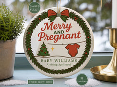 Personalized Baby Announcement Ornament: Expecting on Christmas