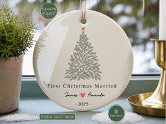 First Christmas Married Ornament Custom First Christmas Married Christmas Ornament Personalized Wedding Keepsake 1st Christmas Married Gift