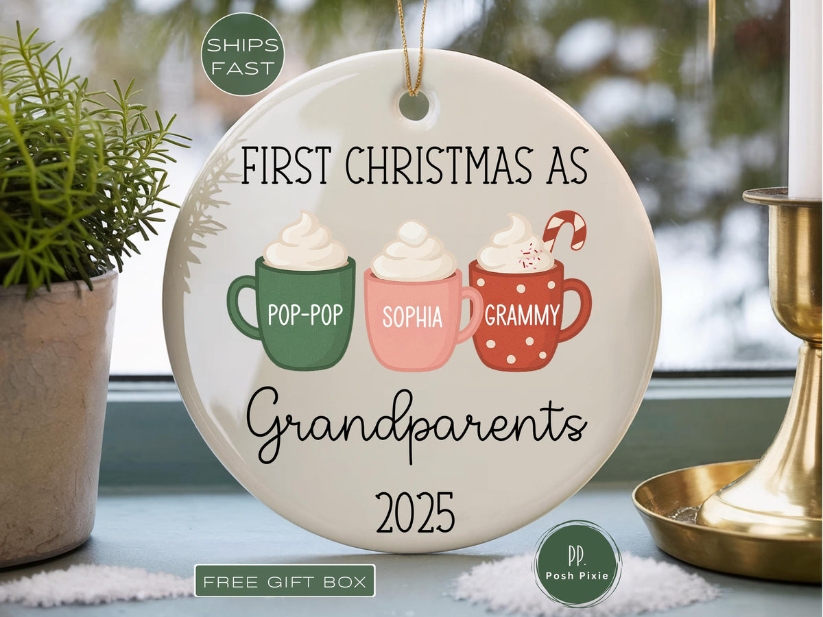 New Grandparents Ornament, Personalized Grandparents Christmas Ornament for New Grandparents First Christmas as Grandparents Keepsake Gift
