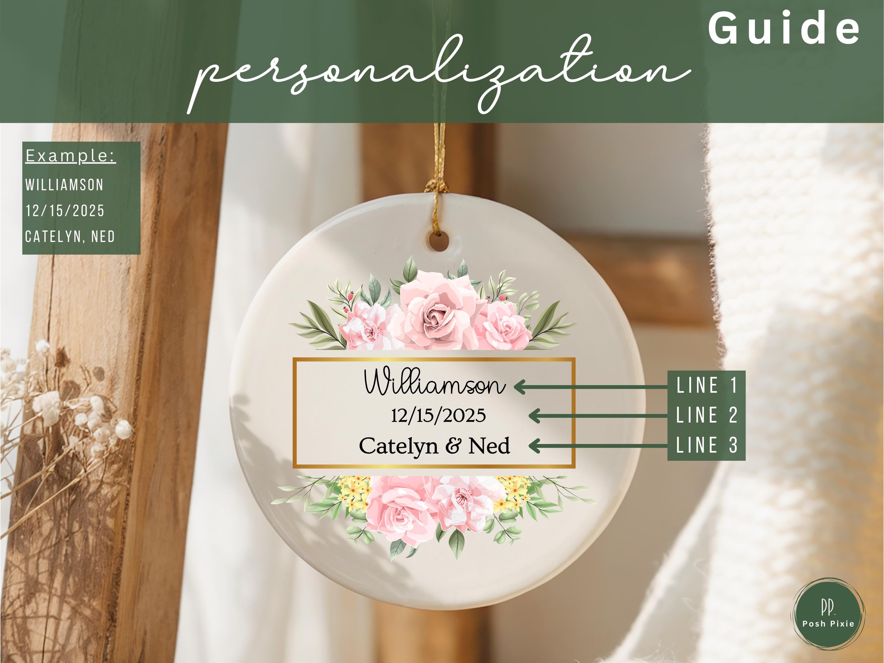 Personalized First Christmas Married Ornament: Porcelain Keepsake Gift
