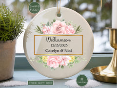 Personalized First Christmas Married Ornament: Porcelain Keepsake Gift