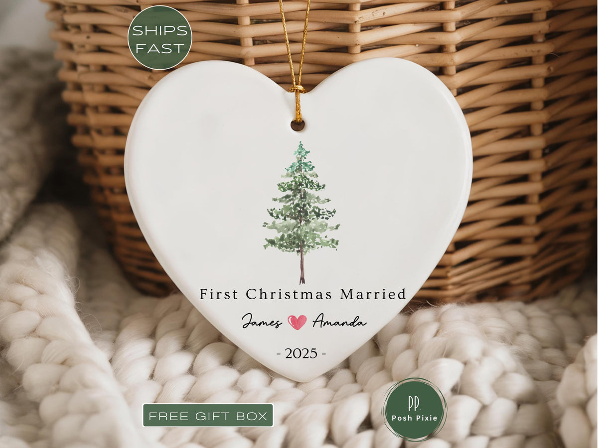 Personalized First Christmas Married Ornament | Our First Christmas as Mr & Mrs | Newlywed Christmas Keepsake | Custom Wedding Gift