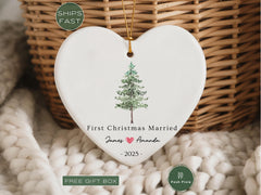 Personalized First Christmas Married Ornament | Our First Christmas as Mr & Mrs | Newlywed Christmas Keepsake | Custom Wedding Gift