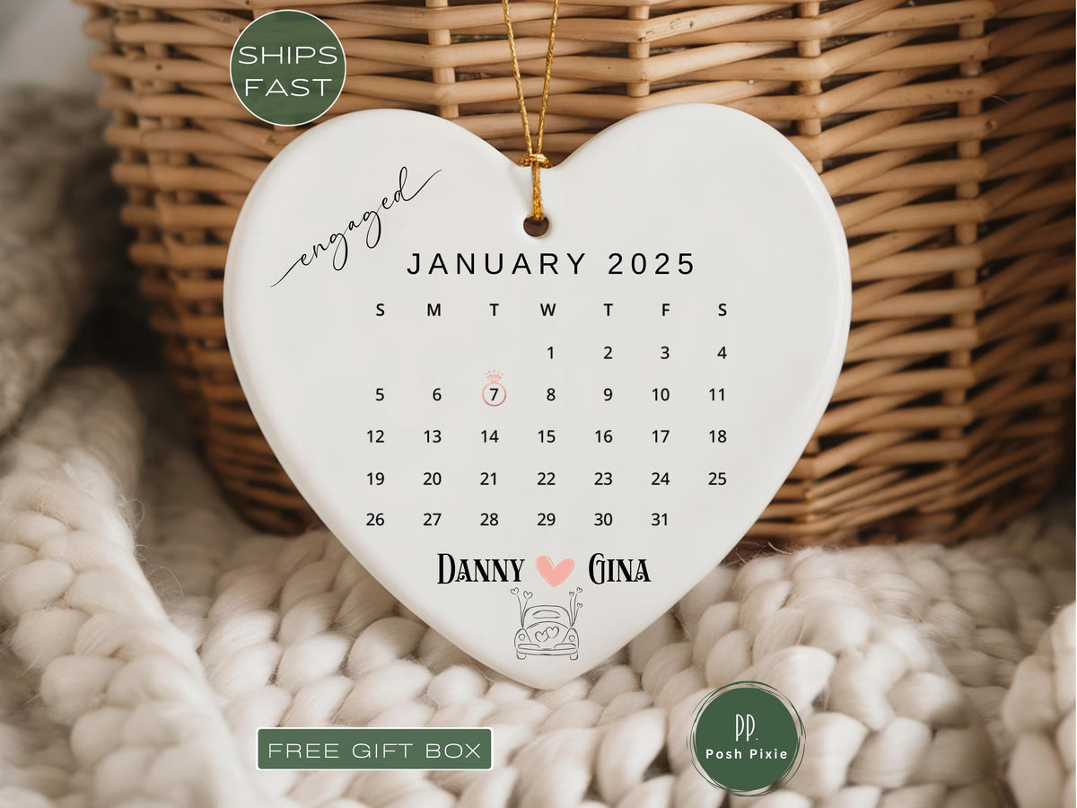 Personalized Engagement Photo Ornament: Newly Engaged Gift