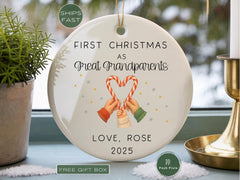 First Christmas As Great Grandparents Ornament, Personalized Grandparents Ornament, Family Keepsake, Holiday Gift