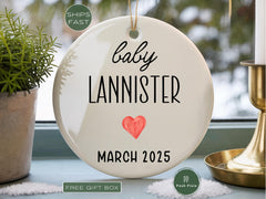 Pregnancy Announcement Christmas Ornament | Personalized Baby Coming Soon Ornament. First Christmas Expecting Keepsake. New Baby Reveal Gift