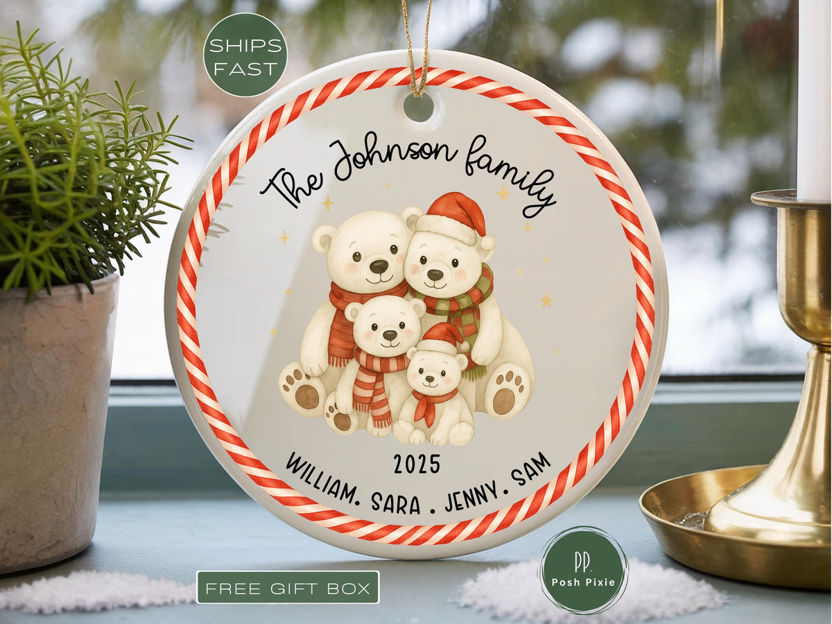 Personalized Family of 4 Ornament • Custom Christmas Keepsake • Family Christmas Ornament with Names • First Christmas Gift for Family