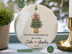 Our First Christmas Married Ornament • Personalized Couple Christmas Ornament • Custom Newlywed Keepsake • Wedding Christmas Gift