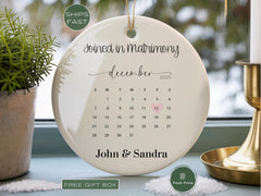 Custom Wedding Ornament, Personalized Wedding Christmas Ornament Gifts for Wedding Married Couple First Christmas Married Keepsake Ornament