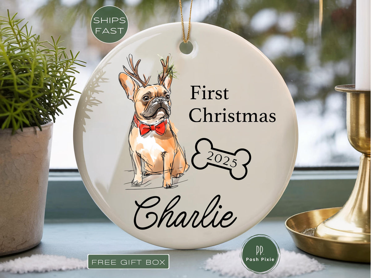 French Bulldog Christmas Ornament Custom Frenchie Ornament Christmas Pet Dog Ornament for French Bulldog Fur Mom Dog Lover Ornament