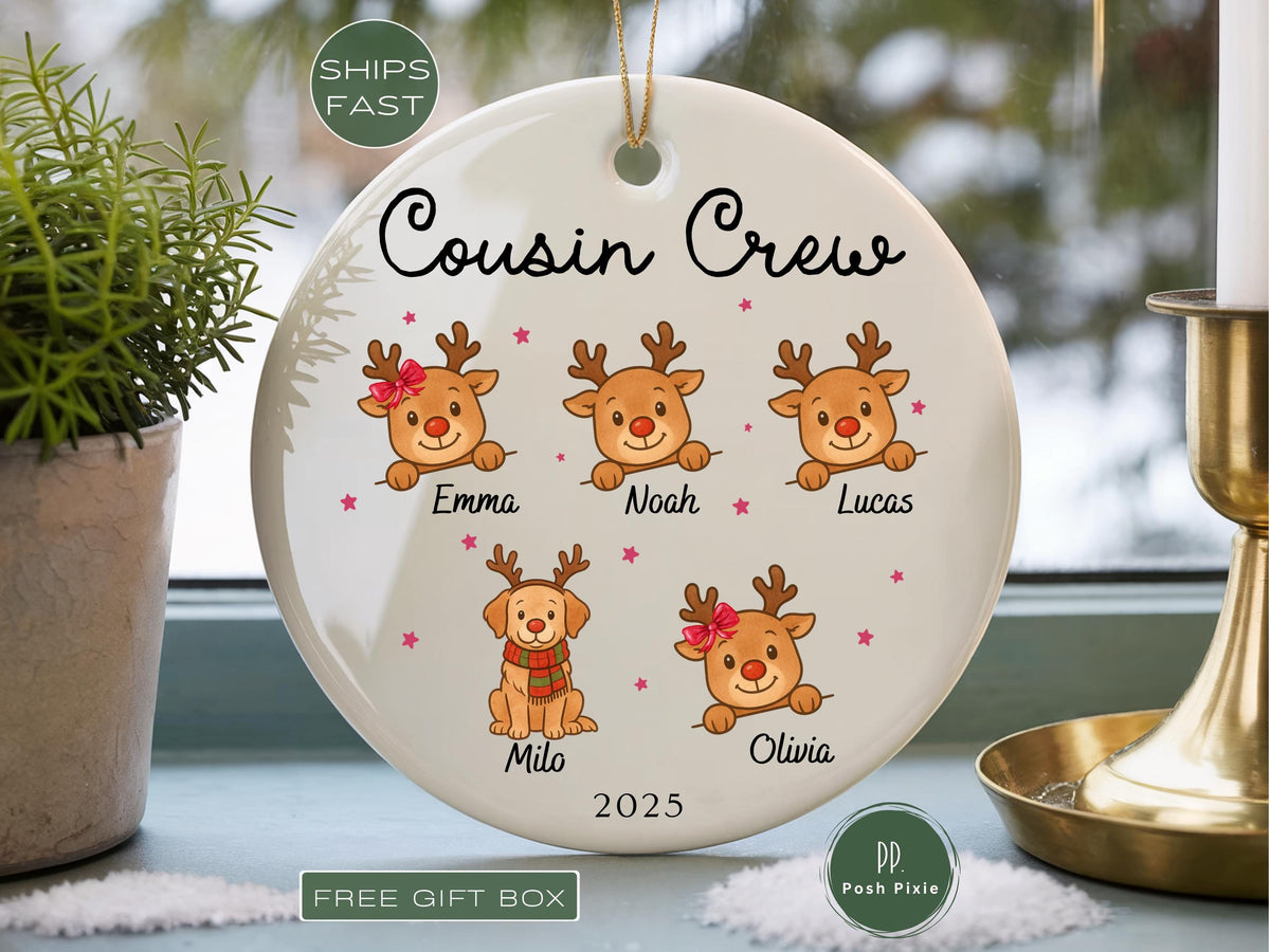 Cousin Crew Ornament, Custom Cousin Ornament, Personalized Cousin Christmas Ornament Gift for Cousin Best Friend Cousins Keepsake Ornament