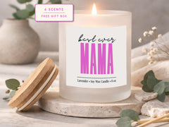 Best Ever Mama Soy Wax Candle: Lavender Scent, 8 oz Frosted Jar