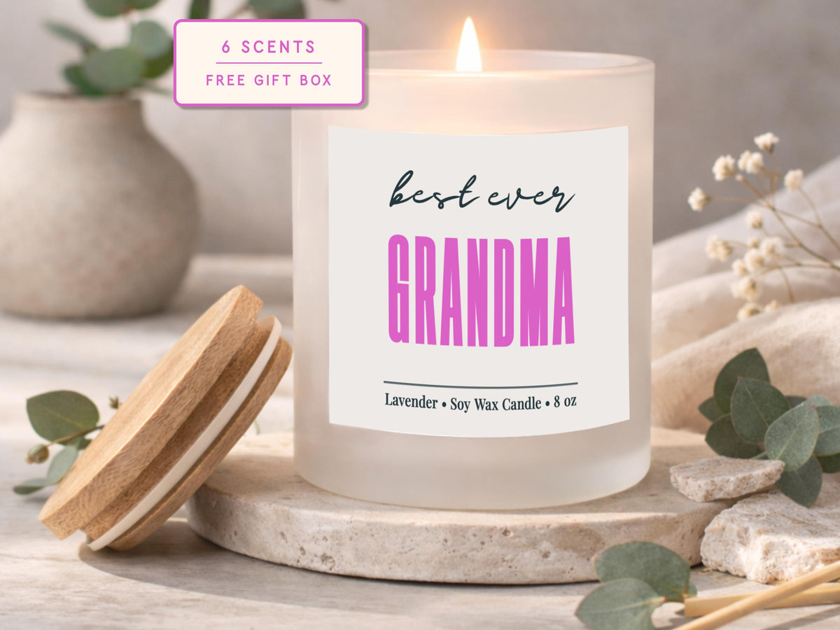 Best Ever Grandma Soy Wax Candle, Lavender Scented, 8 oz Frosted Jar