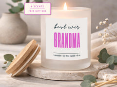 Best Ever Grandma Soy Wax Candle, Lavender Scented, 8 oz Frosted Jar