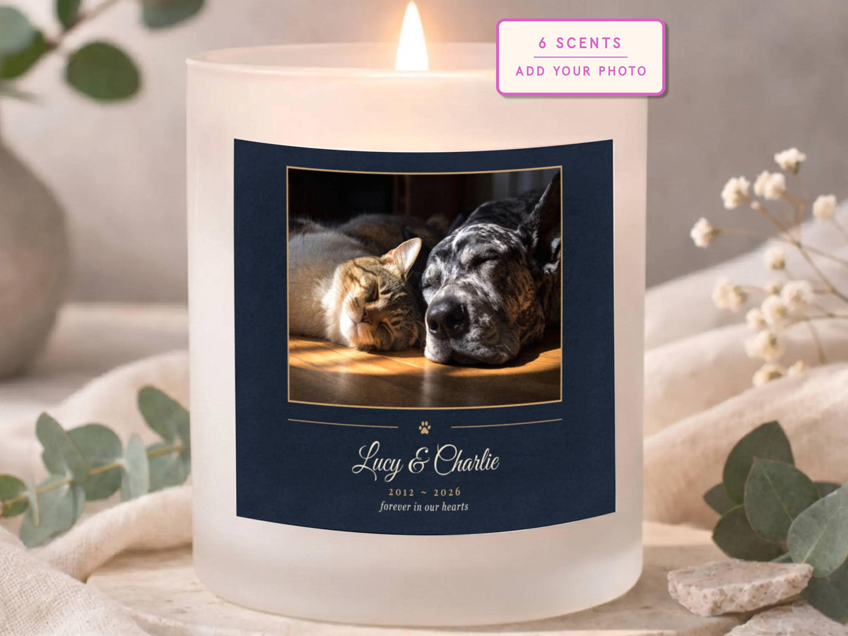 Dog Loss Gift | Personalized Dog Memorial Candle | Custom Pet Memorial Candle with Photo | Pet Loss Sympathy Gift | Rainbow Bridge Keepsake