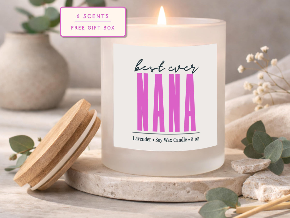 Nana Soy Wax Candle, Lavender Scent, 8 oz Frosted Jar