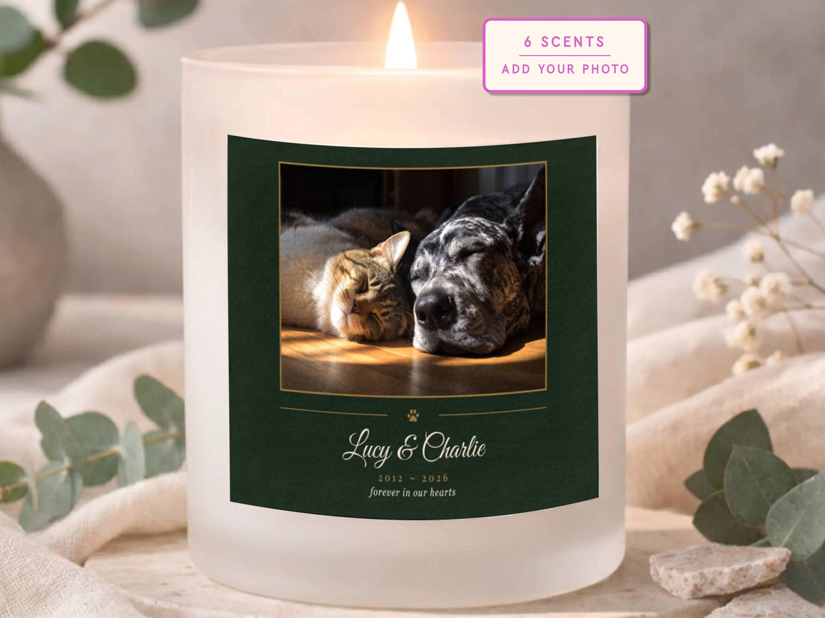Custom Pet Memorial Candle | Personalized Pet Loss Gift | Dog & Cat Memorial Candle | Rainbow Bridge Keepsake | Sympathy Gift with Photo
